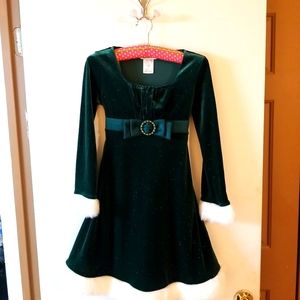 Bonnie Jean Christmas/party dress sz 10 with faux fur trim. Like New